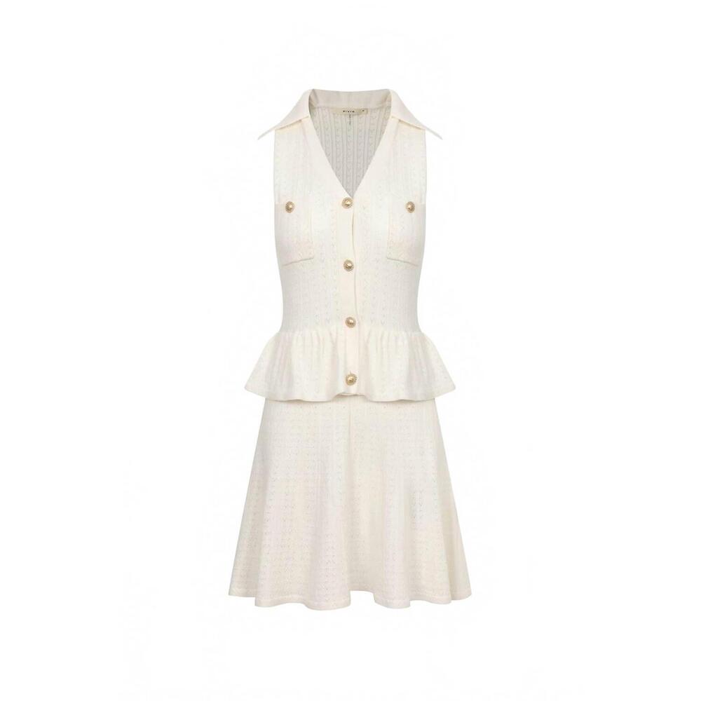 NEW RIVIR women's pointelle mini dress in white